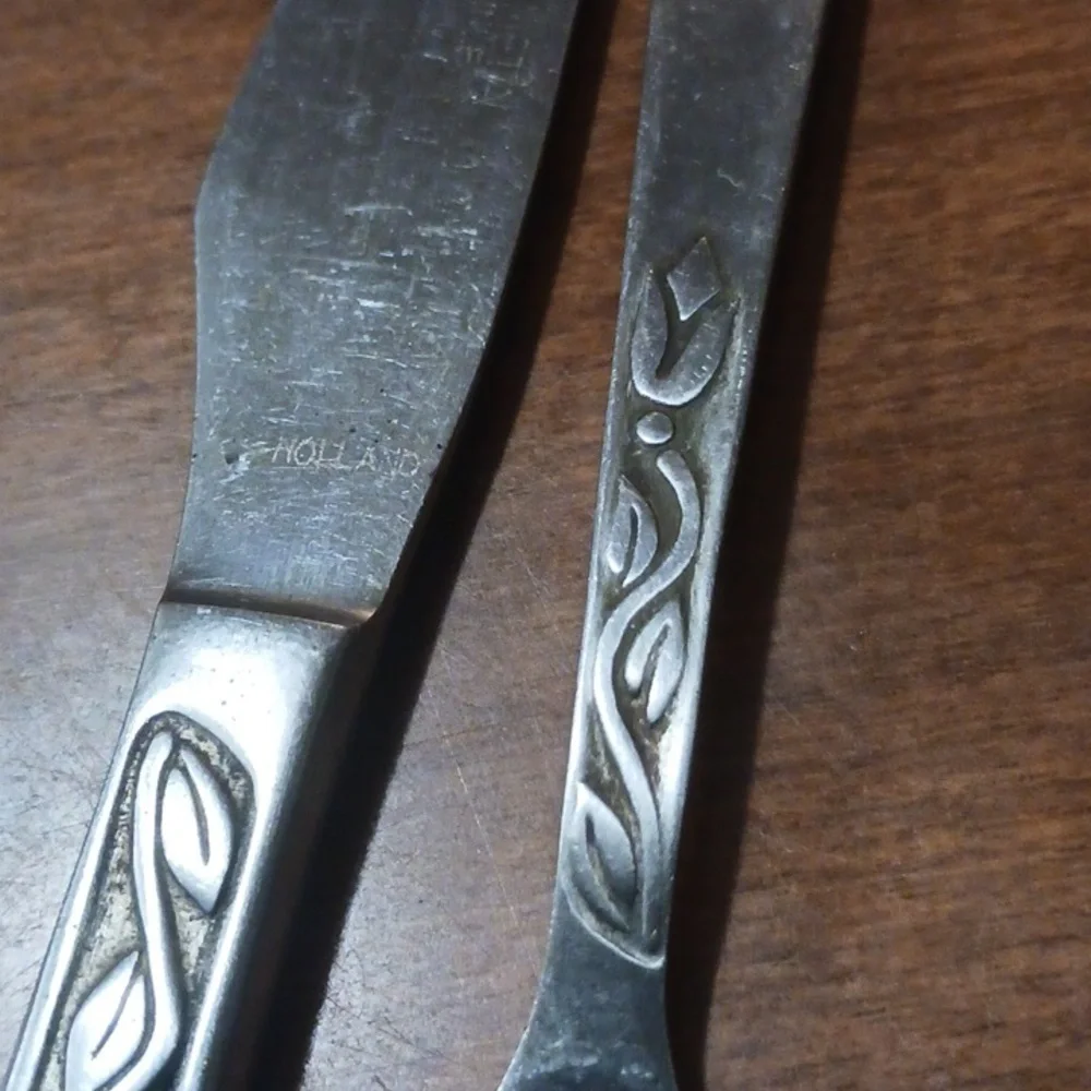 Lot Of 34 Amefa Flatware Holland Tulips Forks Knives Spoons